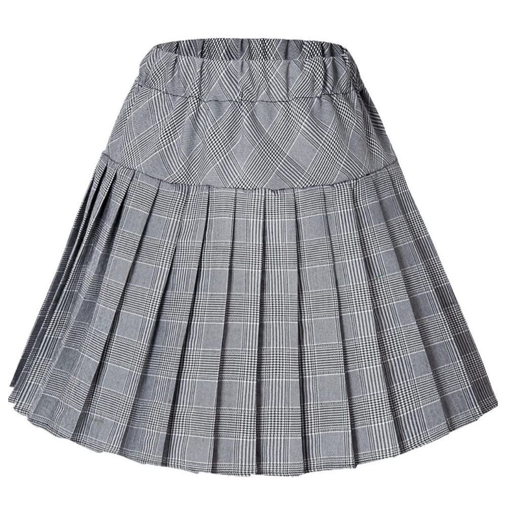 Urban CoCo Women's Elastic Waist Tartan Pleated School Skirt